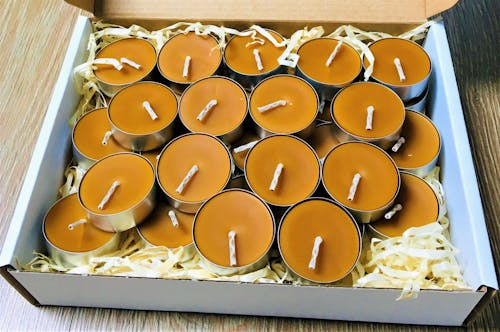 Podgrzewacze, świeczki tealight ze wosku pszczelego - 30 sztuk